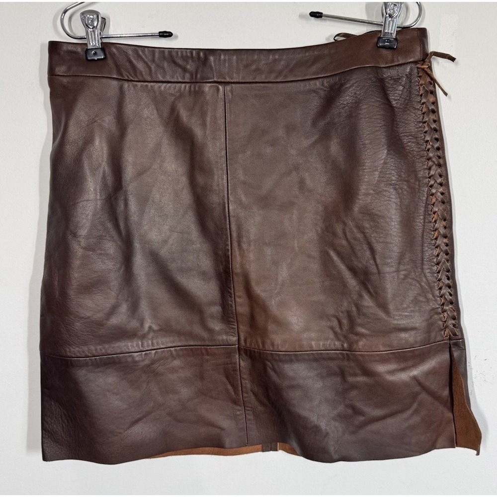 VTG‎ Banana Republic Brown Leather Mini Skirt Women's 10 Festival Boho Hippie
